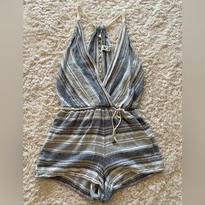 Blue and White Stripe Shirts Romper Sz Medium